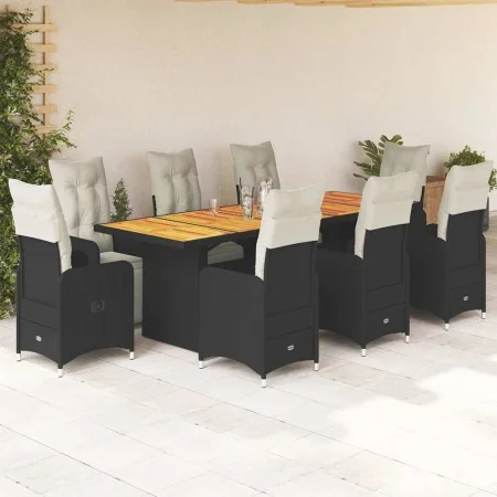Set de mesa y sillas de jardín 9 pzas y cojines ratán PE negro von , Gartensets - Ref: Foro24-3277289, Preis: 1,00 €, Rabatt: %