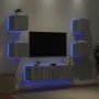 Muebles TV pared con LED 6 pzas madera ingeniería gris Sonoma von , TV-Möbel - Ref: Foro24-3216858, Preis: 191,41 €, Rabatt: %