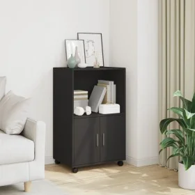 Armario con ruedas madera de ingeniería negro 55x40x91 cm by , Sideboards - Ref: Foro24-853183, Price: 67,29 €, Discount: %