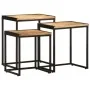 Mesas apilables 3 piezas madera maciza de mango rugosa by , Side tables - Ref: Foro24-376037, Price: 96,16 €, Discount: %