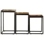 Mesas apilables 3 piezas madera maciza de mango rugosa by , Side tables - Ref: Foro24-376037, Price: 96,16 €, Discount: %