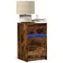 Mesita de noche con luces LED madera ingeniería roble ahumado de , Mesitas de noche - Ref: Foro24-852016, Precio: 57,92 €, De...