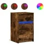 Mesita de noche con luces LED madera ingeniería roble ahumado de , Mesitas de noche - Ref: Foro24-852016, Precio: 57,92 €, De...