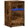 Mesita de noche con luces LED madera ingeniería roble ahumado de , Mesitas de noche - Ref: Foro24-852016, Precio: 57,92 €, De...