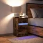 Mesita de noche con luces LED madera ingeniería roble ahumado de , Mesitas de noche - Ref: Foro24-852016, Precio: 57,92 €, De...