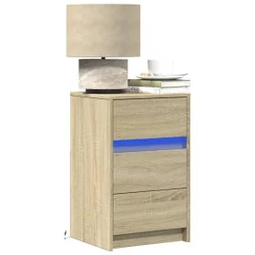 Mesita de noche con luces LED madera de ingeniería roble Sonoma by , Nightstands - Ref: Foro24-852014, Price: 66,17 €, Discou...