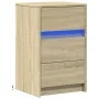 Mesita de noche con luces LED madera de ingeniería roble Sonoma von , Nachttische - Ref: Foro24-852014, Preis: 65,75 €, Rabat...