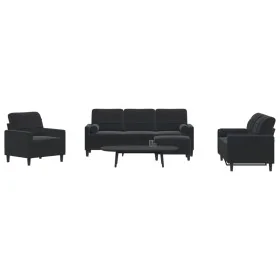 Juego de sofás con cojines 4 piezas terciopelo negro by , Sofas - Ref: Foro24-3278386, Price: 738,72 €, Discount: %