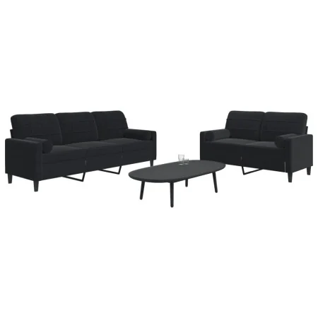 Juego de sofás con cojines 2 piezas terciopelo negro by , Sofas - Ref: Foro24-3278416, Price: 511,59 €, Discount: %