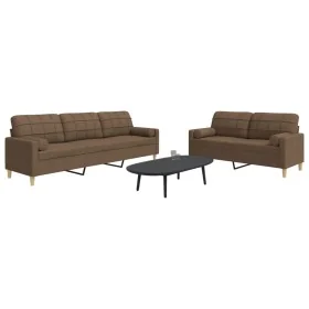 Juego de sofás con cojines 2 piezas tela marrón by , Sofas - Ref: Foro24-3278338, Price: 518,19 €, Discount: %