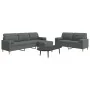 Juego de sofás 3 pzas con reposapiés y cojines tela gris claro by , Sofas - Ref: Foro24-3278344, Price: 546,74 €, Discount: %