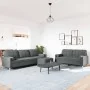 Juego de sofás 3 pzas con reposapiés y cojines tela gris claro by , Sofas - Ref: Foro24-3278344, Price: 546,74 €, Discount: %