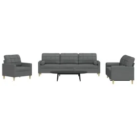 Juego de sofás con cojines 3 piezas tela gris oscuro von , Sofas - Ref: Foro24-3278304, Preis: 626,14 €, Rabatt: %