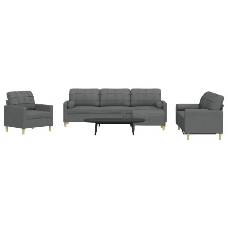 Juego de sofás 4 pzas con reposapiés y cojines tela gris oscuro by , Sofas - Ref: Foro24-3278312, Price: 678,60 €, Discount: %