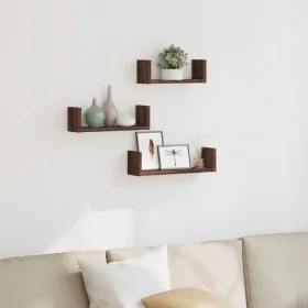 Estante de pared 3 unidades madera de ingeniería roble marrón by , Shelves and shelves - Ref: Foro24-853314, Price: 19,98 €, ...