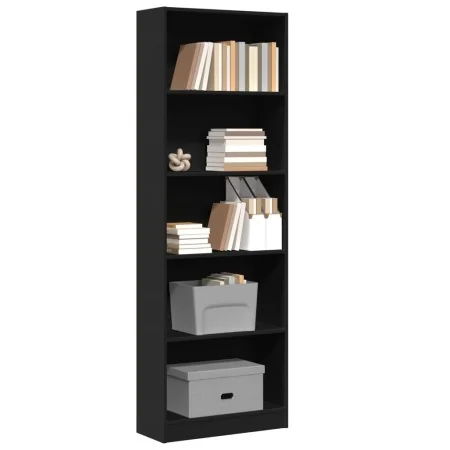 Estantería de madera de ingeniería negra 60x24x176 cm de , Librerías y estanterías - Ref: Foro24-857822, Precio: 78,47 €, Des...