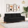 Sofá de 3 plazas con cojines terciopelo negro 180 cm de , Sofás - Ref: Foro24-3278234, Precio: 275,11 €, Descuento: %