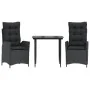 Set comedor de jardín 3 pzas con cojines ratán sintético negro by , Garden sets - Ref: Foro24-3213174, Price: 353,20 €, Disco...
