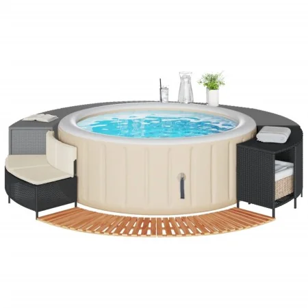 Borde bañera hidromasaje madera acacia y ratán sintético negro by , Pool and spa accessories - Ref: Foro24-365614, Price: 260...