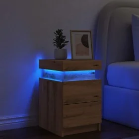 Mesilla de noche con LED madera marrón roble 35x39x55 cm by , Nightstands - Ref: Foro24-857656, Price: 70,53 €, Discount: %