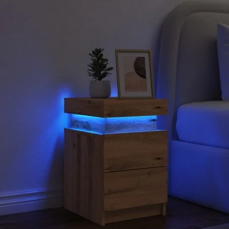 Mesilla de noche con LED madera marrón roble 35x39x55 cm by , Nightstands - Ref: Foro24-857656, Price: 70,53 €, Discount: %