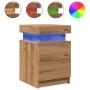 Mesilla de noche con LED madera marrón roble 35x39x55 cm by , Nightstands - Ref: Foro24-857656, Price: 70,53 €, Discount: %