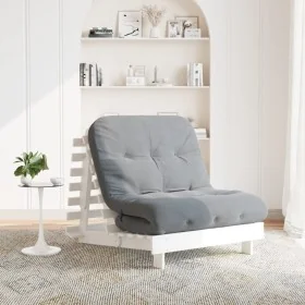 Futón sofá cama con colchón madera maciza blanco 90x206x11 cm by , Futones - Ref: Foro24-846762, Price: 228,79 €, Discount: %