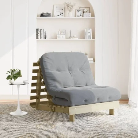 Futón sofá cama con colchón madera impregnada pino 80x206x11 cm by , Futones - Ref: Foro24-846760, Price: 199,34 €, Discount: %