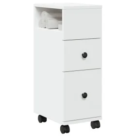 Armario de baño estrecho con ruedas madera de ingeniería blanco von , Schließfächer und Lagerschränke - Ref: Foro24-855232, P...