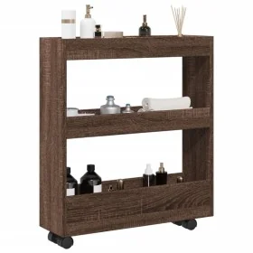 Carro de almacenaje estrecho 3 niveles madera marrón roble by , Kitchen and dining carts - Ref: Foro24-855247, Price: 49,56 €...