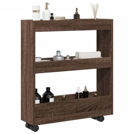 Carro de almacenaje estrecho 3 niveles madera marrón roble von , Küchen- und Speisewagen - Ref: Foro24-855247, Preis: 49,56 €...