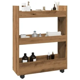 Carro de almacenaje estrecho 3 niveles madera roble artisian by , Kitchen and dining carts - Ref: Foro24-855258, Price: 57,43...