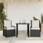 Set comedor de jardín 3 pzas con cojines ratán sintético negro de , Conjuntos de jardín - Ref: Foro24-3262964, Precio: 273,18...