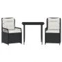 Set comedor de jardín 3 pzas con cojines ratán sintético negro de , Conjuntos de jardín - Ref: Foro24-3262964, Precio: 273,18...
