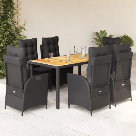 Set de comedor de jardín 7 pzas y cojines ratán sintético negro von , Gartensets - Ref: Foro24-3213099, Preis: 953,36 €, Raba...