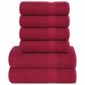 Juego de toallas 6 piezas 100% algodón burdeos 360 gsm by , Toallas de baño y manoplas - Ref: Foro24-137081, Price: 35,55 €, ...