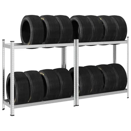 Estantería de 2 capas para neumáticos 2 uds Plata 110x40x109 cm by , Industrial shelving - Ref: Foro24-4016967, Price: 59,53 ...
