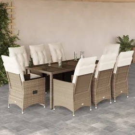 Set comedor de jardín 9 pzas con cojines ratán sintético beige by , Garden sets - Ref: Foro24-3276807, Price: 1,00 €, Discoun...