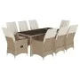 Set comedor de jardín 9 pzas con cojines ratán sintético beige de , Conjuntos de jardín - Ref: Foro24-3276807, Precio: 1,00 €...