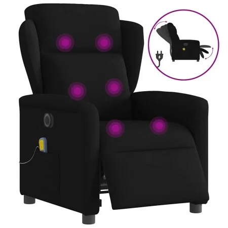 Sillón reclinable de masaje eléctrico tela negro de , Sillones - Ref: Foro24-3303126, Precio: 255,46 €, Descuento: %