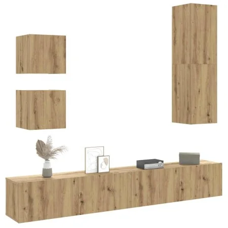 Mueble para TV de pared madera contrachapada artesanal 5 piezas by , TV Furniture - Ref: Foro24-3329000, Price: 225,04 €, Dis...