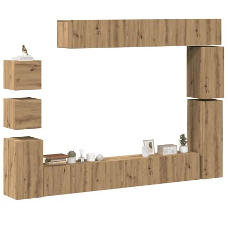 Mueble para TV de pared madera contrachapada artesanal 9 piezas by , TV Furniture - Ref: Foro24-3329158, Price: 461,16 €, Dis...