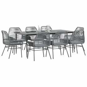 Juego comedor jardín 9 pzas cojines ratán sintético vidrio gris by , Garden sets - Ref: Foro24-3334484, Price: 657,37 €, Disc...