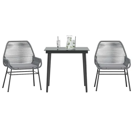 Juego comedor jardín 3 pzas cojines ratán sintético vidrio gris by , Garden sets - Ref: Foro24-3334478, Price: 218,74 €, Disc...