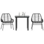 Set comedor jardín 3 pzas cojines ratán sintético vidrio negro de , Conjuntos de jardín - Ref: Foro24-3334548, Precio: 212,71...