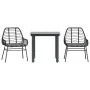Set comedor jardín 3 pzas cojines ratán sintético vidrio negro de , Conjuntos de jardín - Ref: Foro24-3334548, Precio: 212,71...