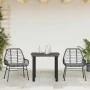 Set comedor jardín 3 pzas cojines ratán sintético vidrio negro de , Conjuntos de jardín - Ref: Foro24-3334548, Precio: 212,71...