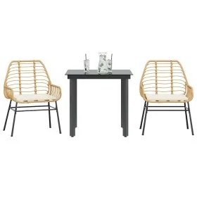 Juego de comedor jardín 3 piezas cojines ratán sintético marrón von , Gartensets - Ref: Foro24-3334555, Preis: 212,71 €, Raba...