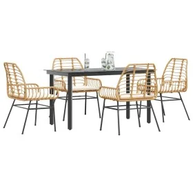 Juego de comedor jardín 5 piezas cojines ratán sintético marrón by , Garden sets - Ref: Foro24-3334557, Price: 368,43 €, Disc...