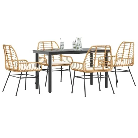 Juego de comedor jardín 5 piezas cojines ratán sintético marrón de , Conjuntos de jardín - Ref: Foro24-3334557, Precio: 368,8...